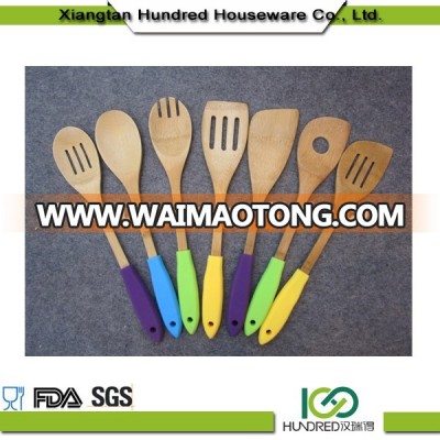 Serving And Cooking Tools Bamboo Dinner Set Kitchen Utensils 4 Bamboo Spoons And Spatula Set