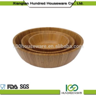 100% Organic Promotion Personalized Bamboo Round Salad Bowl Set With Servers