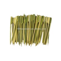 Waimaotong China best Bamboo flat skewer with green husk for BBQ with 9cm, 10cm, 12cm, 15cm, 18cm long size, food safe bamboo stick