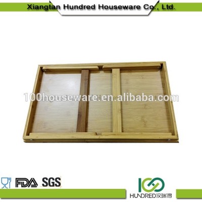 Carbonized color Rectangle shape Folding Bamboo Bed Tray with leg