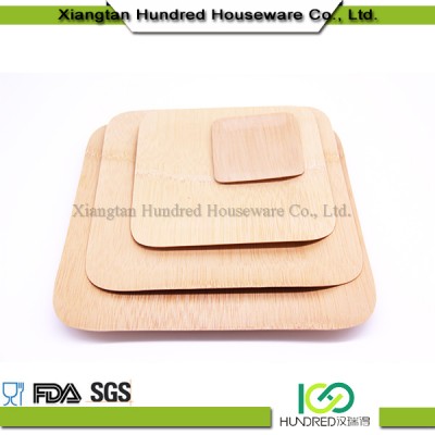 China Home Restaurant Bamboo Disposable Square Plate Set For Food Serving