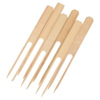 100% biodegradable disposable bamboo double prong skewer for bbq